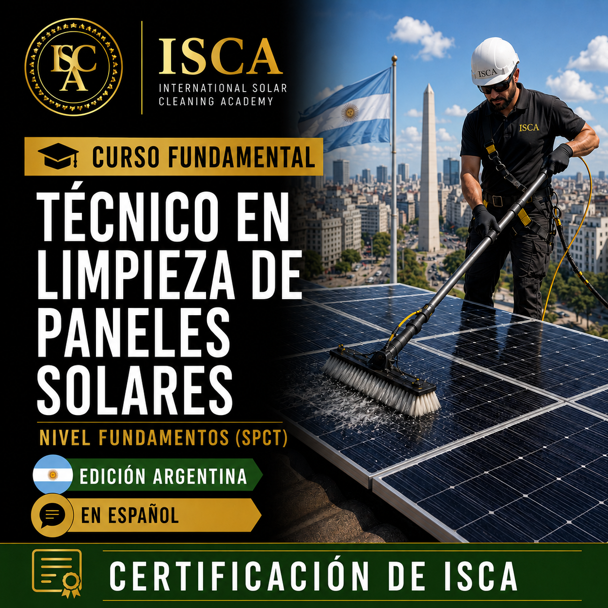 Curso ISCA de Capacitación para Técnico en Limpieza de Paneles Solares – Nivel Fundamentos (SPCT) – Edición Argentina