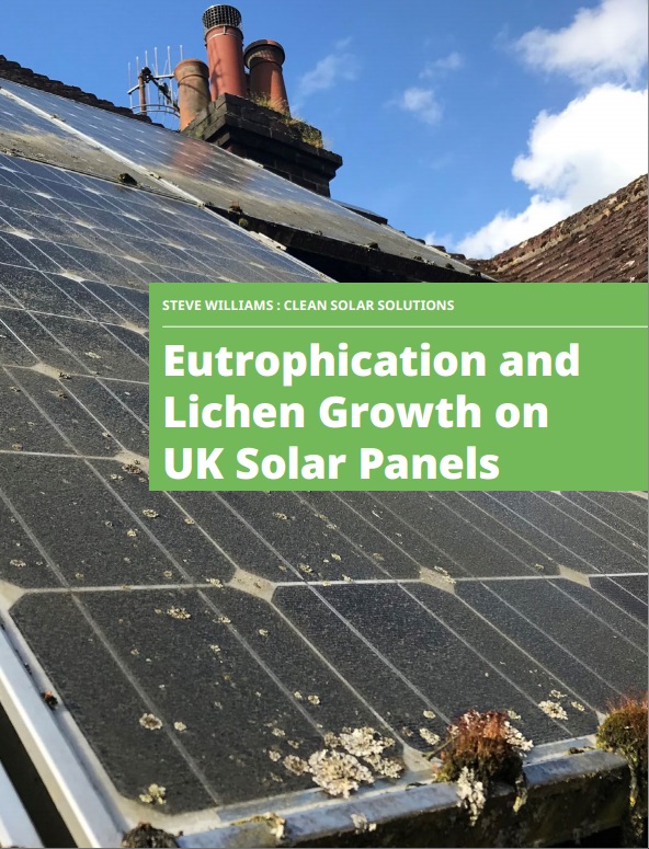 Front cover of lichen growing on solar panels brochure