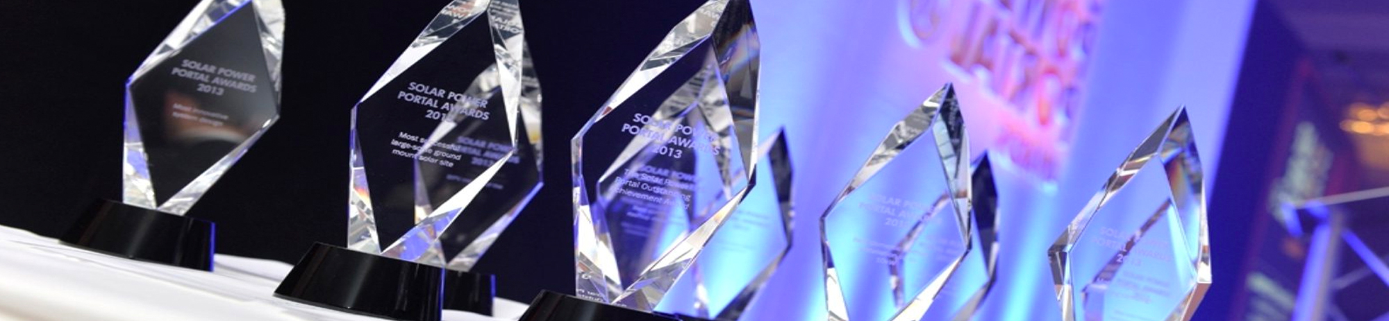 Row of glass awards