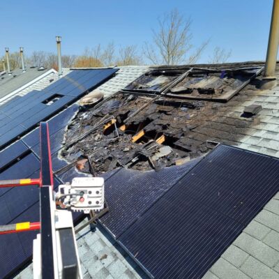 Fire damaged solar panels