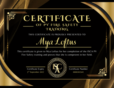 ISCA PV Fire Safety Certificate